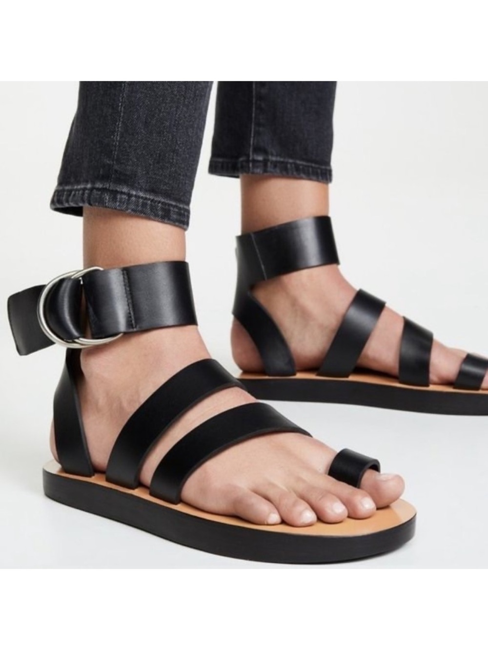 IRO Paris Baby Black Multi-Strap Ankle Buckle Women’s Sandals Size 40